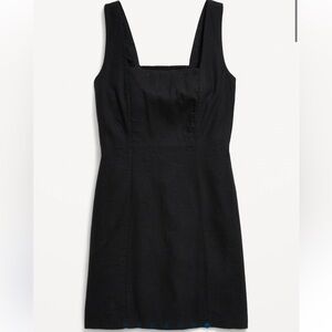 Square Neck Linen Blend Mini Dress